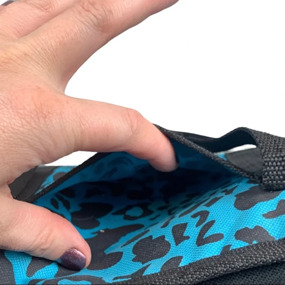 POLAR PACK:  Blue Leopard Print Insulated Lunch Bag Cooler